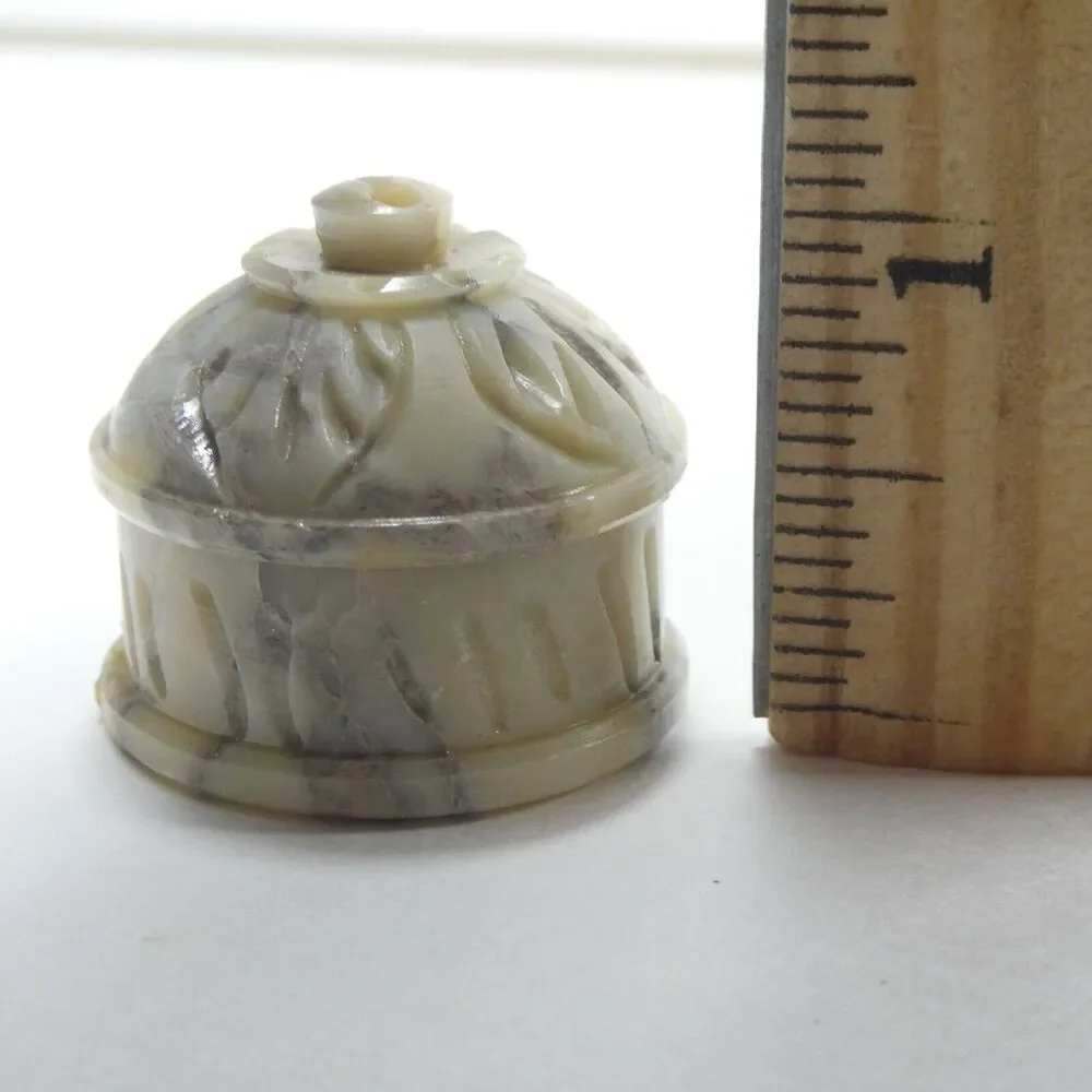 Carved Soapstone Stone Trinket Box Miniature Tiny Vintage